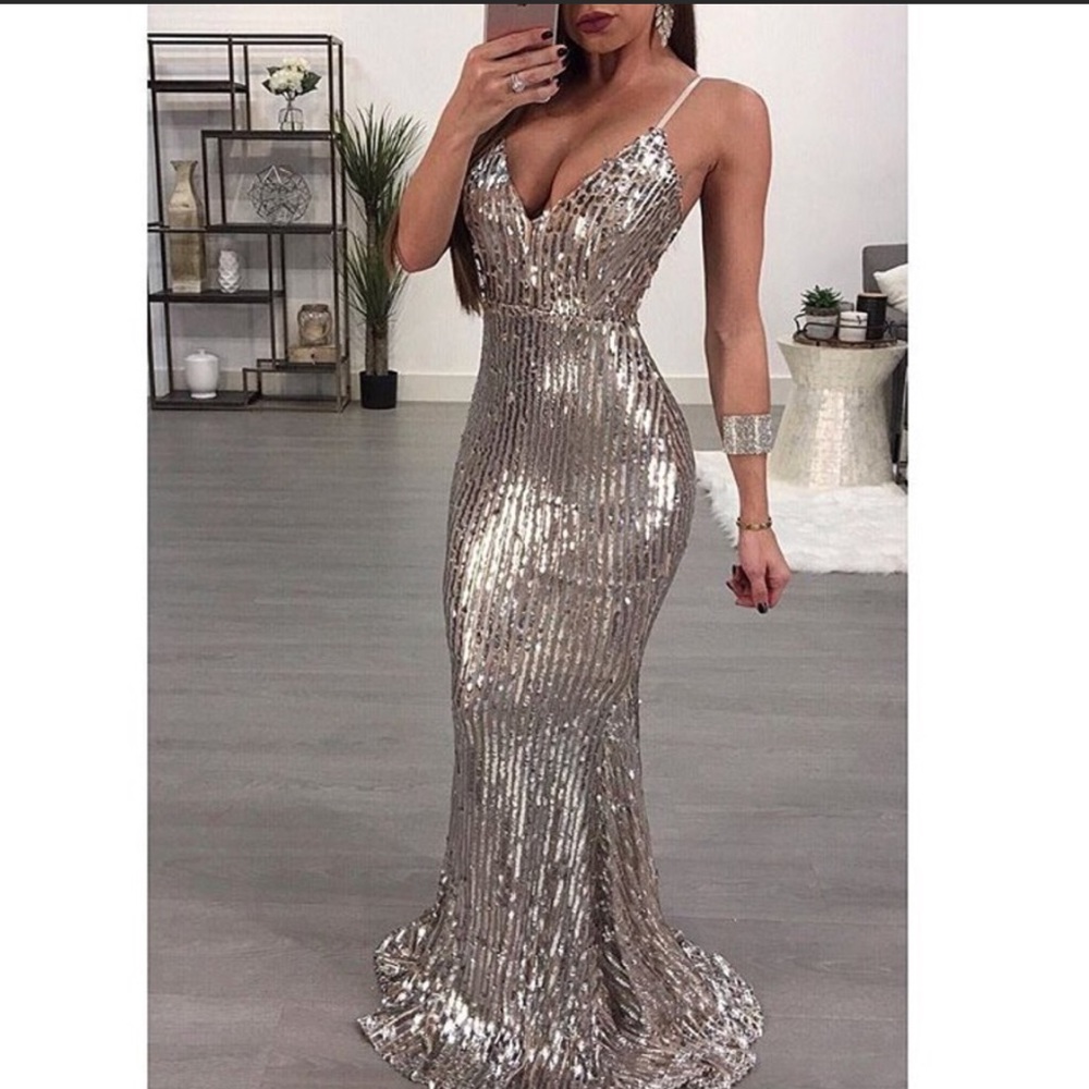 Silver Sequin Gown